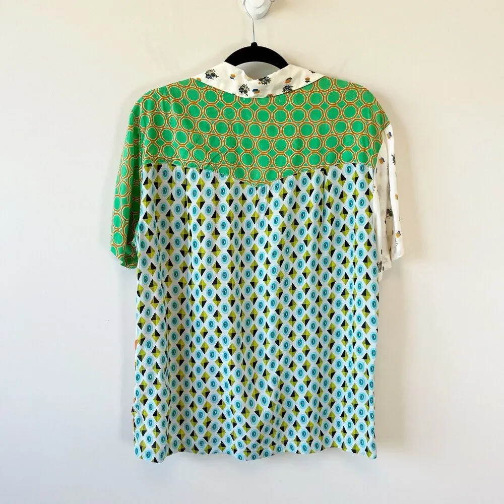 Urban Outfitters UO Gardenia Souvenir Button Down Top Patchwork Blouse Medium - Picture 7 of 12